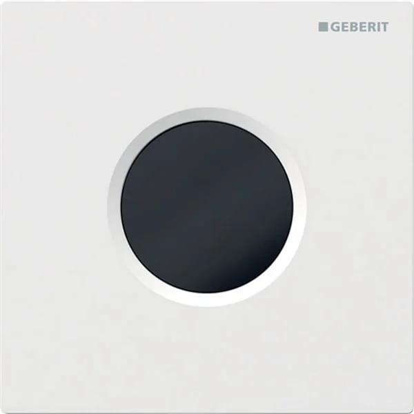 Commande d'urinoir Geberit à déclenchement électronique du rinçage, alimentation sur secteur, plaque de fermeture type 40, carrée, finition personnalisée