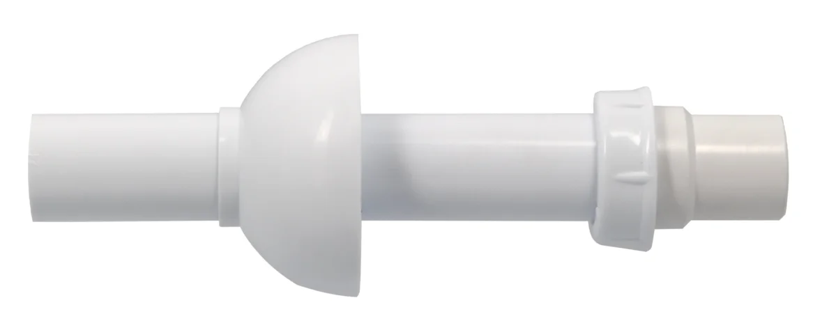 L265, tubulures plastique sortie murale PP blanc, avec rosace, tube, sortie avec raccord à coller
