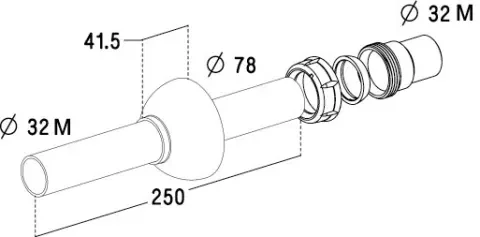 L268M, tubulure plastique chromée sortie arrière, gain de place