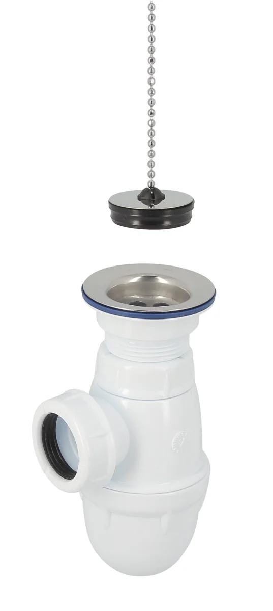 BM217, combiné bonde et siphon lavabo à joint intégré avec bouchon chaînette