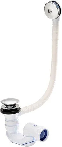 EB652, vidage commande au pied à joints intégrés, clapet laiton chromé recouvrant Ø 70 mm, cache trop-plein laiton chromé