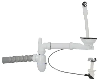 EB18, volant design "Stick" et clapet recouvrant laiton chromé et tube trop-plein recoupable