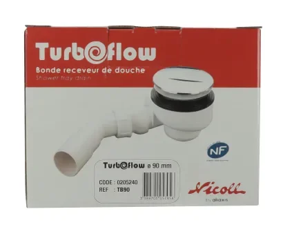 TB90N, Turboflow®, bonde à grand débit 33 l/min, Ø 90 mm plastique, capot noir mat, design sourire