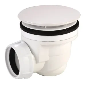 584B, bonde, Ø 60 mm plastique standard, capot ABS blanc, universelle pour tout type de receveurs, à visser ou coller
