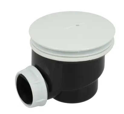690B, bonde, Ø 90 mm plastique standard, capot ABS blanc, universelle pour tout type de receveurs, sortie à visser ou coller