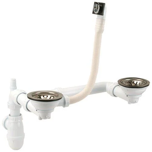519, vidage complet Ø 114, à commande manuelle, trop-plein universel, tubulure gain de place, siphon réglable en hauteur