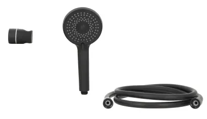 3078, douche BLACK, nouveau Design, 3+1 jets, ABS noire mate, Ø 80 mm, flexible TRENFLEX ABS noir mat 1,75 m anti-rayures, support mural articulé noir mat