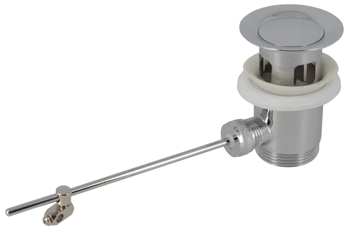 L3214, bonde de lavabo automatique, clapet laiton, chromé brillant, avec tirette