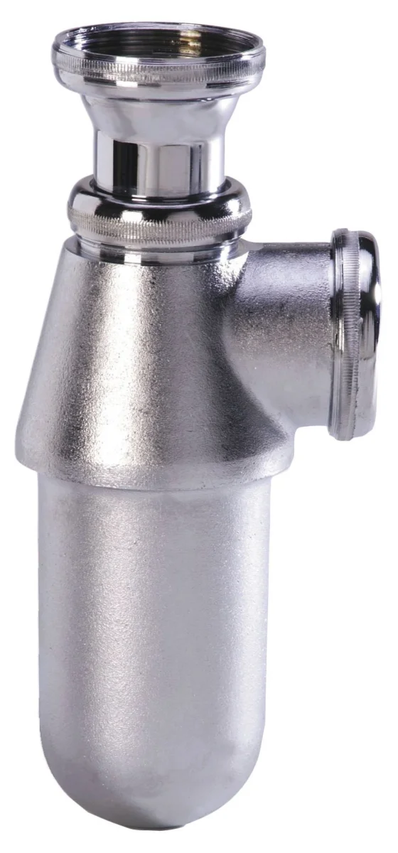 L3550, siphon laiton, design court, réglable en hauteur, culot démontable, raccord à coller