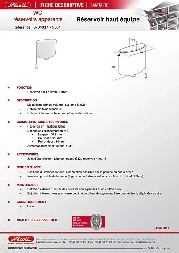 Réservoir haut 6 l