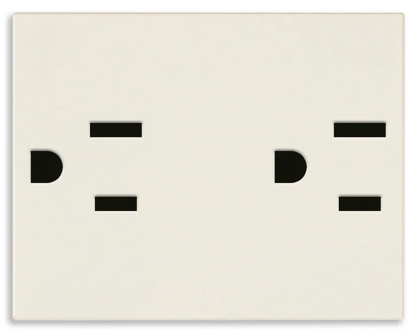 Deux prises SICURY 2P+T 15 A 127 V~, standards américain et saoudien, blanc - 3 modules