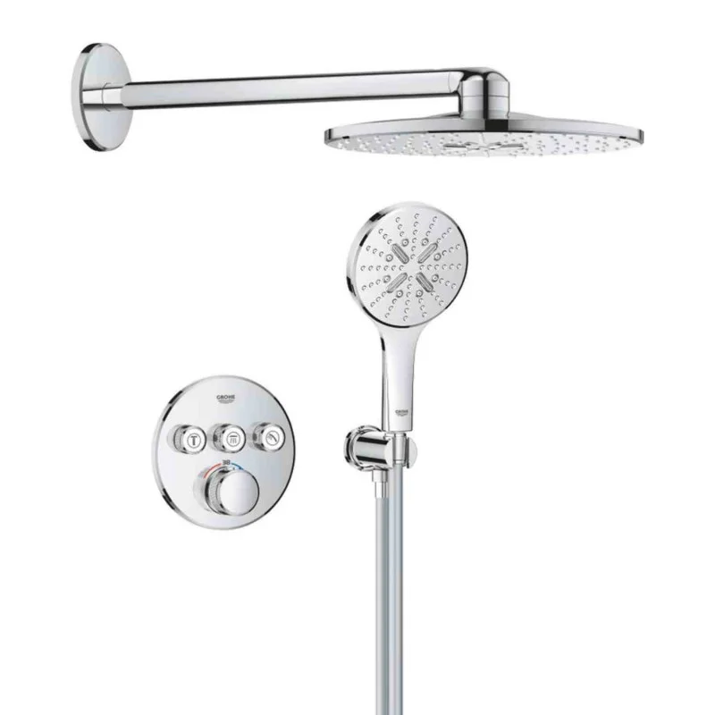Ensemble avec douche de tête ronde 2 jets