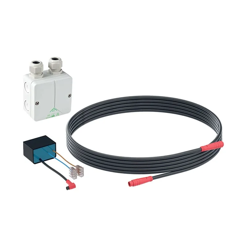 Kit de bloc dʼalimentation 230 V / 12 V / 50 Hz, avec câble dʼalimentation électrique 1,8 m et boîte de raccordement combinée