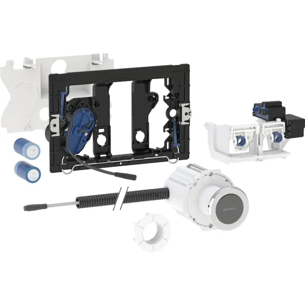 Commande de WC Geberit électronique, alimentation par pile, pour réservoir à encastrer Sigma 12 cm, avec touche infrarouge type 10, ronde