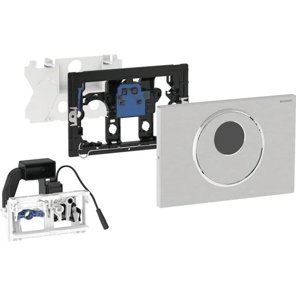 Commande de WC Geberit électronique, alimentation sur secteur, pour réservoir à encastrer Omega 12 cm, pour bouton externe
