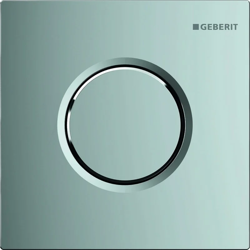 Commande d'urinoir Geberit à déclenchement pneumatique du rinçage, plaque de déclenchement type 01, ronde