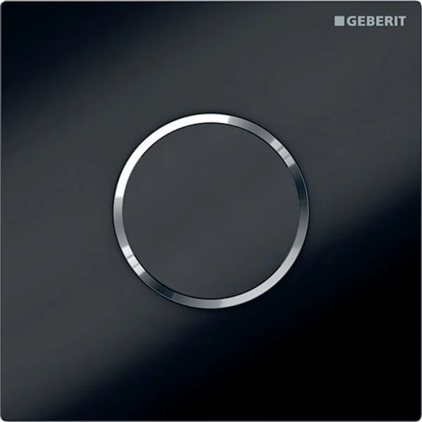Commande d'urinoir Geberit à déclenchement pneumatique du rinçage, plaque de déclenchement type 01, ronde