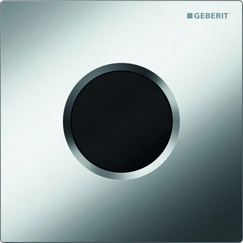 Commande d'urinoir Geberit à déclenchement électronique du rinçage, alimentation sur secteur, plaque de fermeture Mambo, ronde