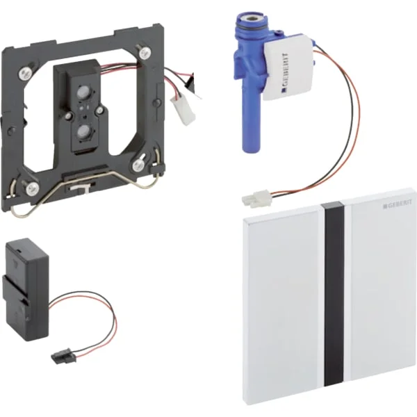 Commande d'urinoir Geberit à déclenchement électronique du rinçage, alimentation par pile, plaque de fermeture type 01, ronde