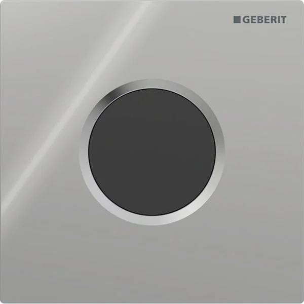 Commande d'urinoir Geberit à déclenchement électronique du rinçage, alimentation par pile, plaque de fermeture type 01, ronde