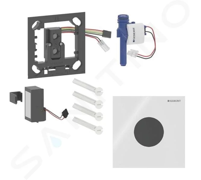 Commande d'urinoir Geberit à déclenchement électronique du rinçage, alimentation par pile, plaque de fermeture type 40, ronde