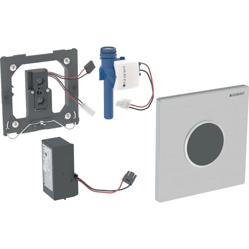 Commande d'urinoir Geberit à déclenchement électronique du rinçage, alimentation par pile, plaque de fermeture type 10, ronde