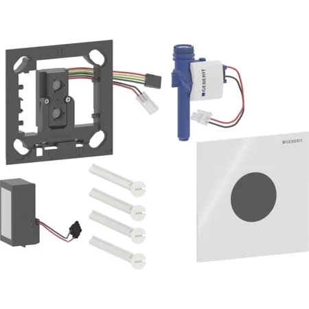 Commande d'urinoir Geberit à déclenchement électronique du rinçage, alimentation par pile, plaque de fermeture type 20, carrée