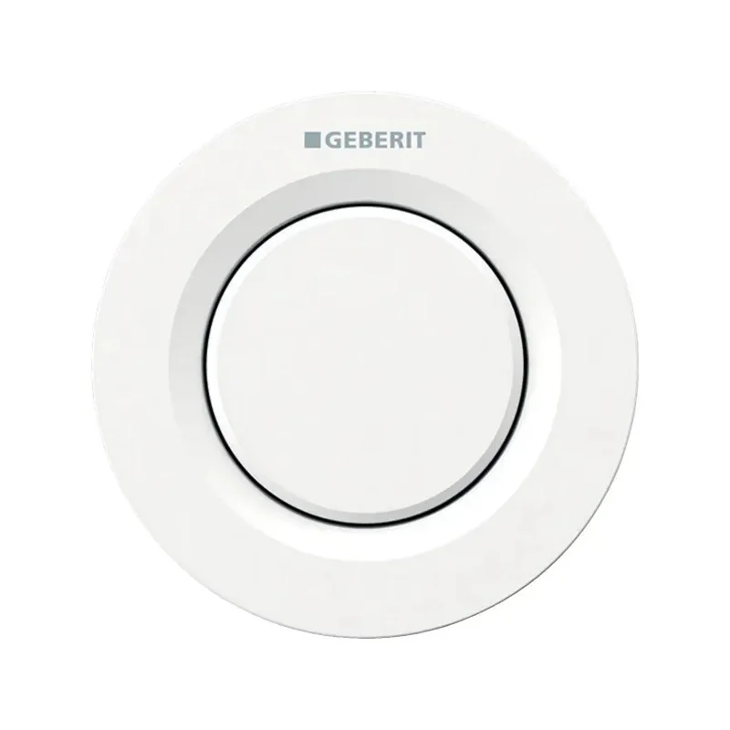 Commande déportée Geberit type 01, ronde, pneumatique, rinçage simple touche, poussoir à encastrer