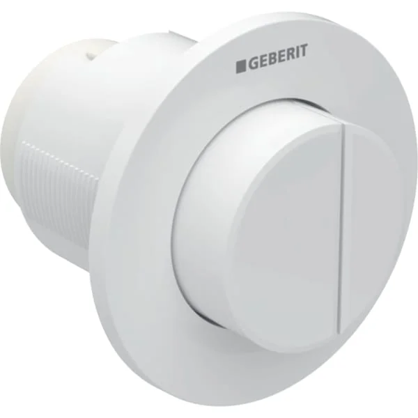 Commande déportée Geberit type 01, ronde, pneumatique, rinçage double touche, poussoir apparent