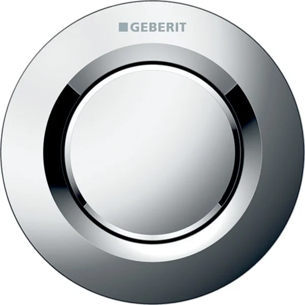 Commande déportée Geberit type 01, ronde, pneumatique, rinçage double touche, poussoir pour meubles