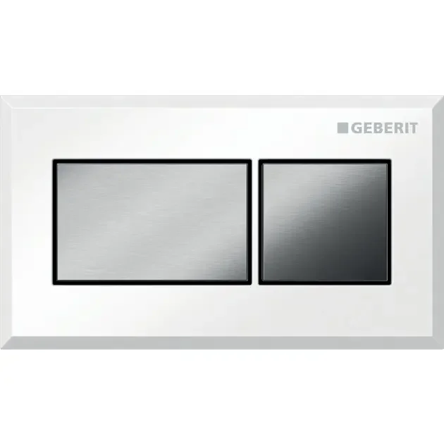 Commande déportée Geberit pneumatique, carrée, pour rinçage double touche, poussoir à encastrer