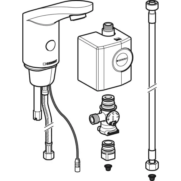 Robinetterie de lavabo Geberit type 185, alimentation sur secteur