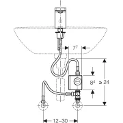 Robinetterie de lavabo Geberit type 186, alimentation sur secteur