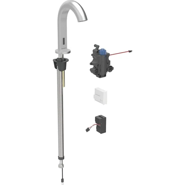 Robinetterie de lavabo Geberit Piave montage sur gorge, alimentation sur secteur, avec module fonctionnel apparent