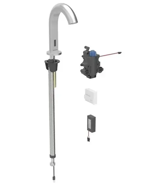 Robinetterie de lavabo Geberit Piave montage sur gorge, alimentation par piles, pour module fonctionnel à encastrer