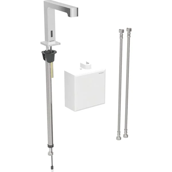 Robinetterie de lavabo Geberit Brenta montage sur gorge, alimentation par piles, pour module fonctionnel à encastrer