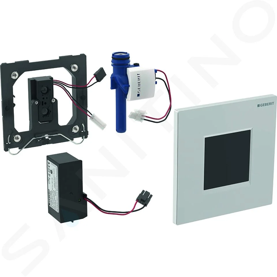 Commande d'urinoir Geberit à déclenchement électronique du rinçage, alimentation sur secteur, plaque de fermeture type 40, carrée