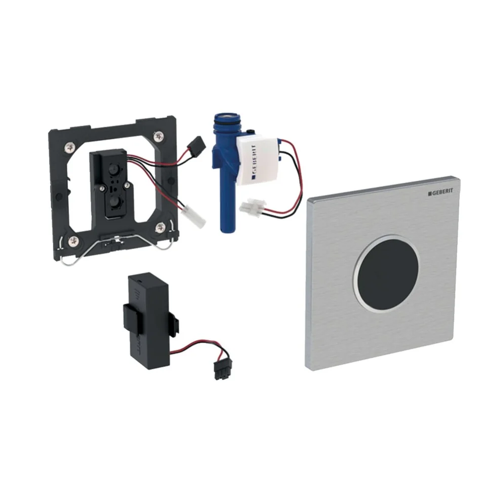 Commande d'urinoir Geberit à déclenchement électronique du rinçage, alimentation par pile, plaque de fermeture type 40, carrée