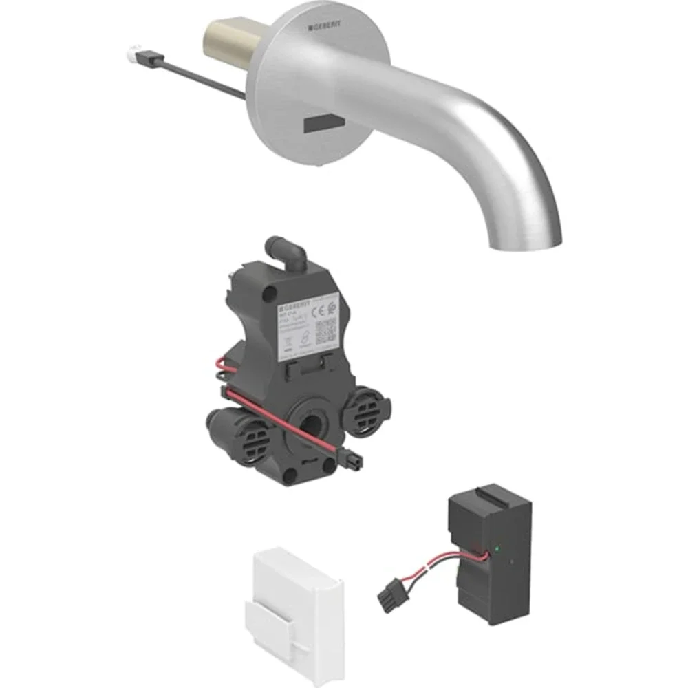 Robinetterie de lavabo Geberit Piave montage mural, alimentation sur secteur, pour module fonctionnel à encastrer
