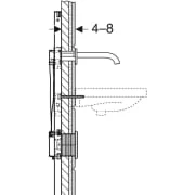 Robinetterie de lavabo Geberit Piave montage mural, alimentation par piles, pour module fonctionnel à encastrer