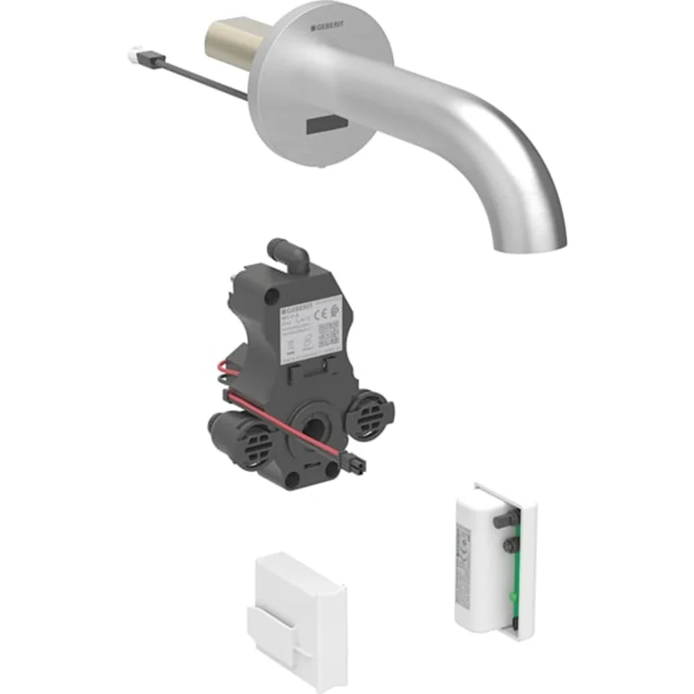 Robinetterie de lavabo Geberit Piave montage mural, alimentation par générateur, pour module fonctionnel à encastrer