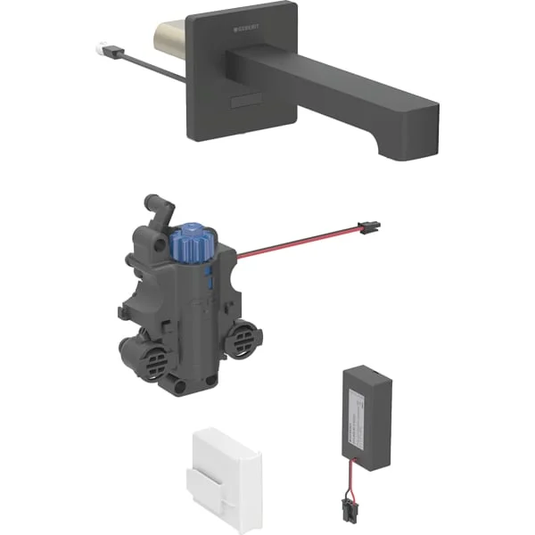 Robinetterie de lavabo Geberit Piave montage mural, alimentation par piles, pour module fonctionnel à encastrer