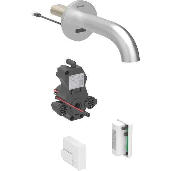 Robinetterie de lavabo Geberit Piave montage mural, alimentation par générateur, pour module fonctionnel à encastrer