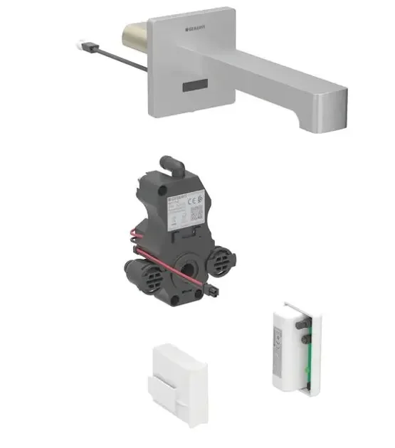 Robinetterie de lavabo Geberit Brenta montage mural, alimentation par générateur, pour module fonctionnel à encastrer