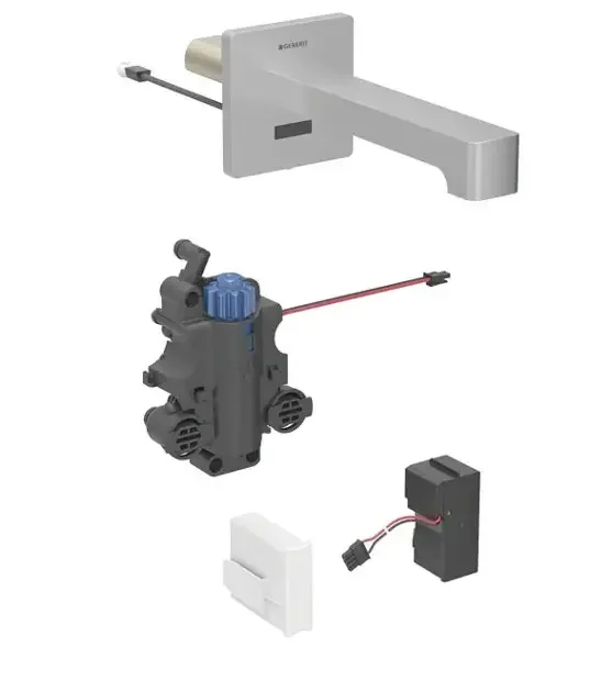 Robinetterie de lavabo Geberit Brenta montage mural, alimentation sur secteur, pour module fonctionnel à encastrer