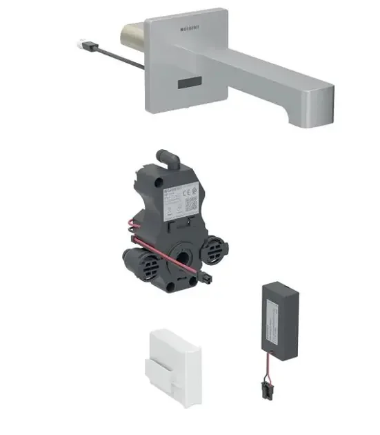 Robinetterie de lavabo Geberit Brenta montage mural, alimentation par piles, pour module fonctionnel à encastrer