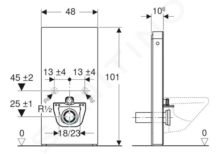 Panneau sanitaire Geberit Monolith pour WC suspendu, 101 cm, habillage frontal en verre