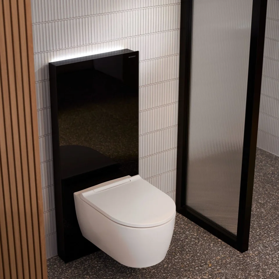 Panneau sanitaire Geberit Monolith Plus pour WC au sol, 101 cm, habillage frontal en verre