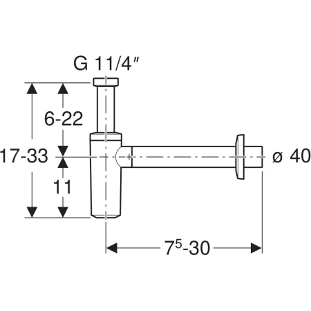 Siphon à tube plongeur Geberit pour lavabo, sortie horizontale