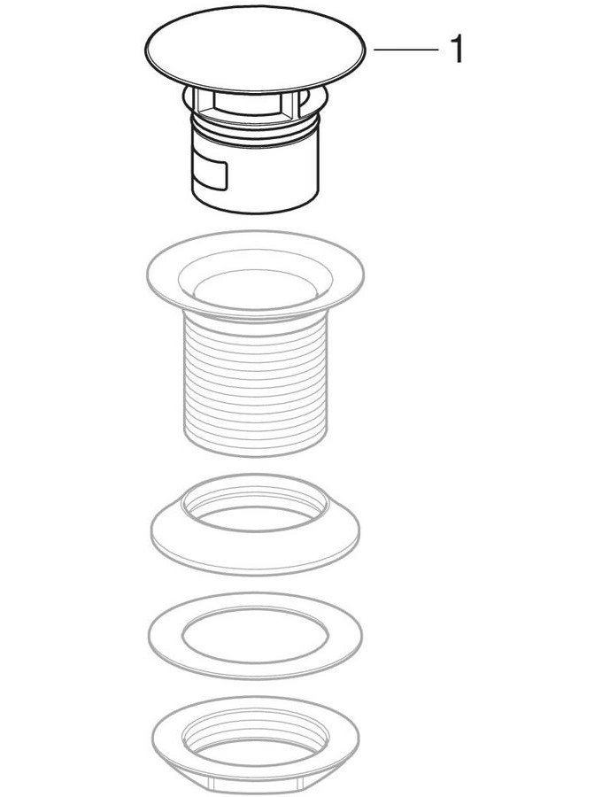 Vidage de lavabo modèle gain de place, modèle étroit, avec déclenchement par levier et recouvrement de soupape, sortie horizontale, pour lavabo Geberit ONE à sortie verticale